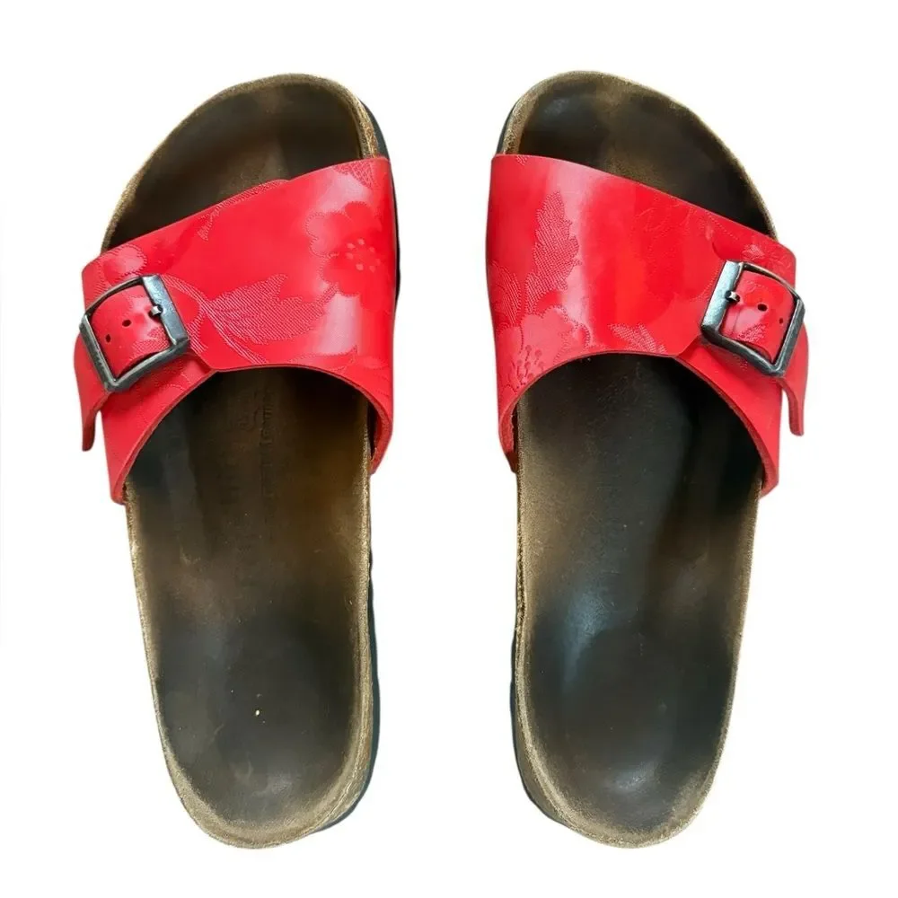 Papillio BIRKENSTOCK Madrid Red Floral Birko Flor Slip On Sandal Slides Womens 7 - Picture 4 of 15